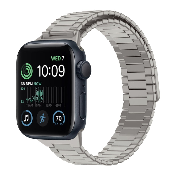 سوار ساعة معدني من الفولاذ المقاوم للصدأ المغناطيسي بنمط الخيزران، لساعات Apple Watch Series 8 41mm، وApple Watch Series 8 45mm، وApple Watch SE 2022 40mm، وApple Watch SE 2022 44mm، وApple Watch Series 7 41mm، وApple Watch Series 7 45mm