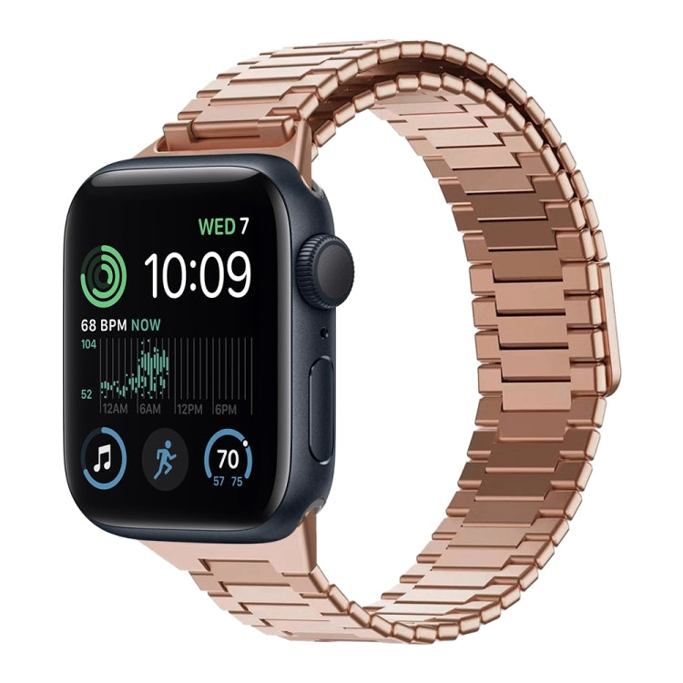 سوار ساعة معدني من الفولاذ المقاوم للصدأ المغناطيسي بنمط الخيزران، لساعات Apple Watch Series 8 41mm، وApple Watch Series 8 45mm، وApple Watch SE 2022 40mm، وApple Watch SE 2022 44mm، وApple Watch Series 7 41mm، وApple Watch Series 7 45mm