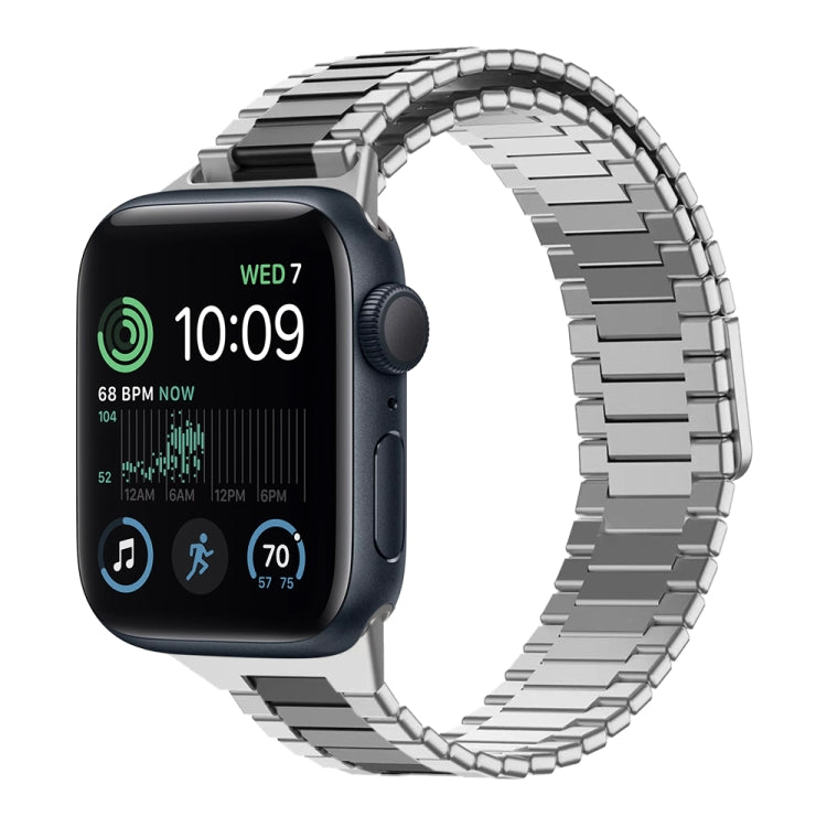 سوار ساعة معدني من الفولاذ المقاوم للصدأ المغناطيسي بنمط الخيزران، لساعات Apple Watch Series 8 41mm، وApple Watch Series 8 45mm، وApple Watch SE 2022 40mm، وApple Watch SE 2022 44mm، وApple Watch Series 7 41mm، وApple Watch Series 7 45mm