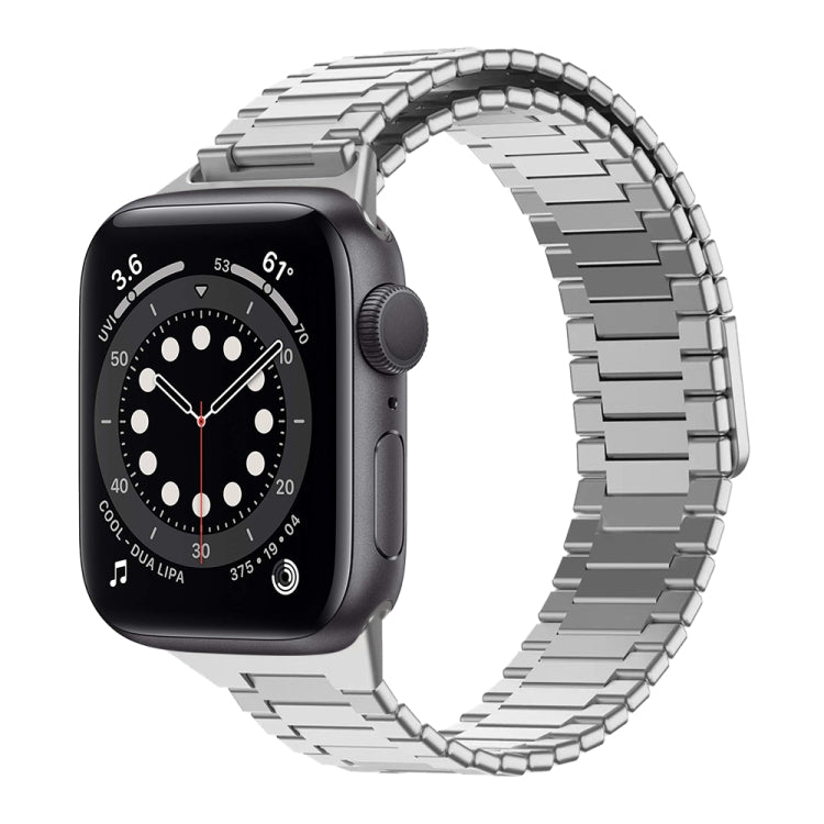 سوار ساعة معدني من الفولاذ المقاوم للصدأ المغناطيسي بنمط الخيزران، لساعات Apple Watch Series 6 40mm، وApple Watch Series 6 44mm، وApple Watch Series 5 44mm، وApple Watch Series 5 40mm، وApple Watch Series 4 44mm، وApple Watch Series 4 40mm