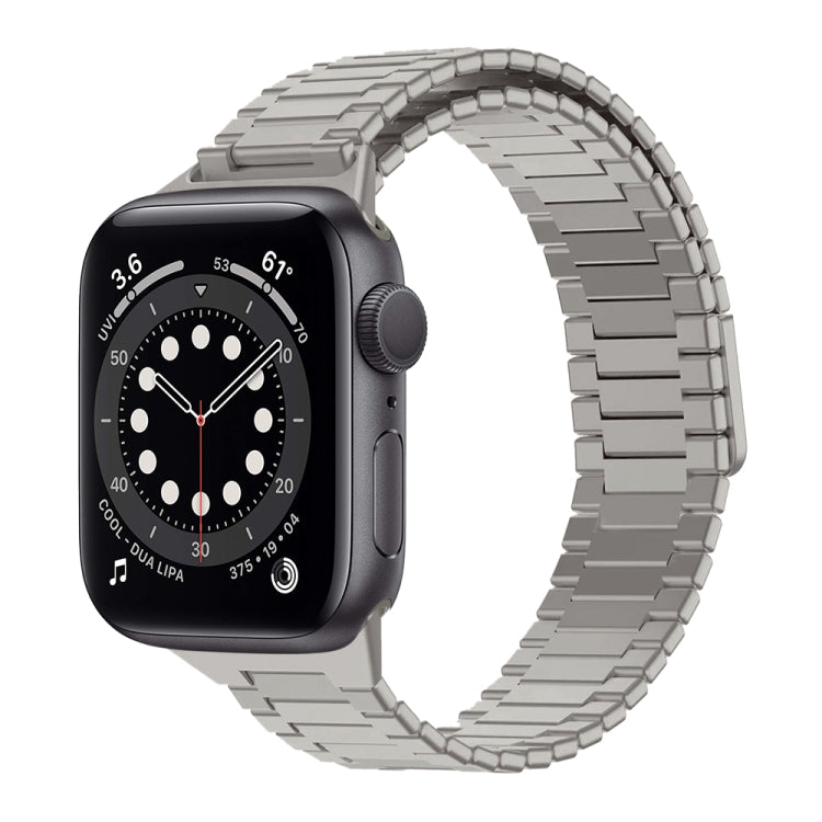 سوار ساعة معدني من الفولاذ المقاوم للصدأ المغناطيسي بنمط الخيزران، لساعات Apple Watch Series 6 40mm، وApple Watch Series 6 44mm، وApple Watch Series 5 44mm، وApple Watch Series 5 40mm، وApple Watch Series 4 44mm، وApple Watch Series 4 40mm