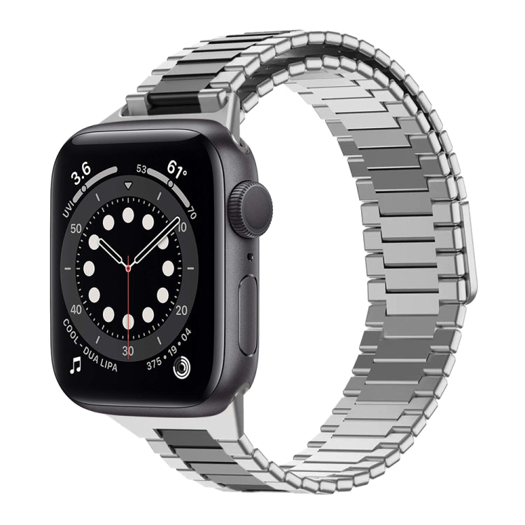 سوار ساعة معدني من الفولاذ المقاوم للصدأ المغناطيسي بنمط الخيزران، لساعات Apple Watch Series 6 40mm، وApple Watch Series 6 44mm، وApple Watch Series 5 44mm، وApple Watch Series 5 40mm، وApple Watch Series 4 44mm، وApple Watch Series 4 40mm
