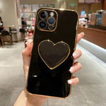 غطاء هاتف TPU مع حامل قلب محبب مطلي بالكهرباء، لأيفون 14 برو ماكس، لأيفون SE 2022 / 2020 / 7 / 8، لأيفون 13 برو ماكس، لأيفون 13 برو، لأيفون 13، لأيفون 13 ميني، لأيفون 12، لأيفون 12 برو ماكس
