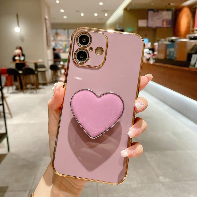 غطاء هاتف TPU مع حامل قلب محبب مطلي بالكهرباء، لأيفون 17e / 16e، لأيفون 17 برو ماكس، لأيفون 17 برو، لأيفون 17، لأيفون إير، لأيفون 16 برو ماكس، لأيفون 16 برو، لأيفون 16 بلس