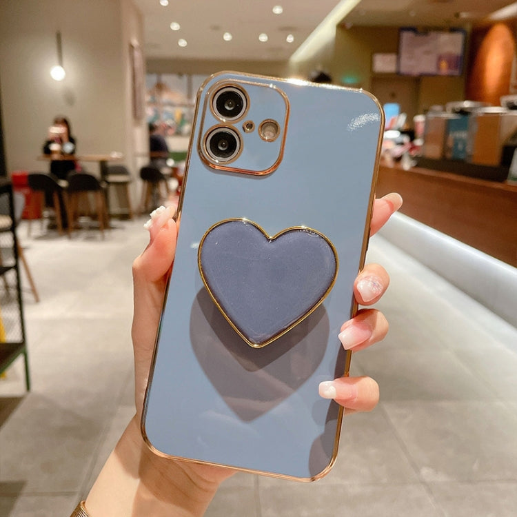 غطاء هاتف TPU مع حامل قلب محبب مطلي بالكهرباء، لأيفون 17e / 16e، لأيفون 17 برو ماكس، لأيفون 17 برو، لأيفون 17، لأيفون إير، لأيفون 16 برو ماكس، لأيفون 16 برو، لأيفون 16 بلس
