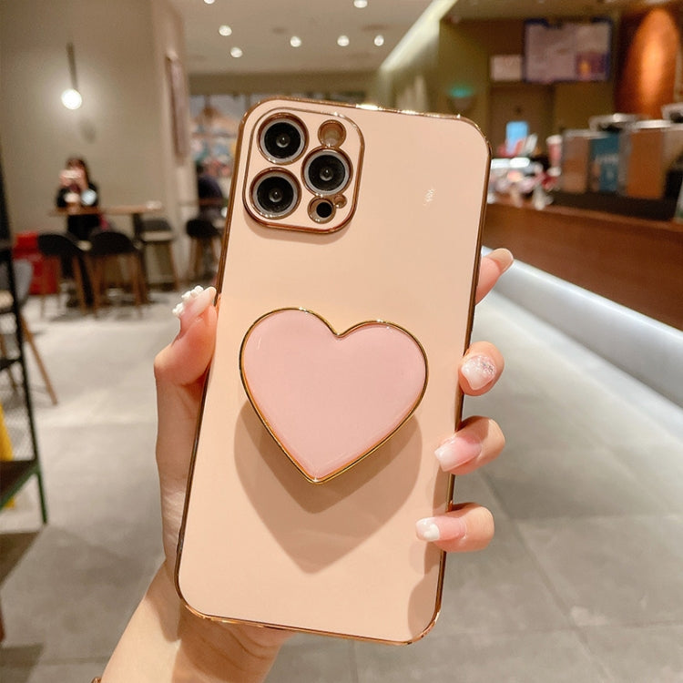 غطاء هاتف TPU مع حامل قلب محبب مطلي بالكهرباء، لأيفون 17e / 16e، لأيفون 17 برو ماكس، لأيفون 17 برو، لأيفون 17، لأيفون إير، لأيفون 16 برو ماكس، لأيفون 16 برو، لأيفون 16 بلس