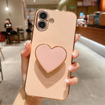 غطاء هاتف TPU مع حامل قلب محبب مطلي بالكهرباء، لأيفون 17e / 16e، لأيفون 17 برو ماكس، لأيفون 17 برو، لأيفون 17، لأيفون إير، لأيفون 16 برو ماكس، لأيفون 16 برو، لأيفون 16 بلس