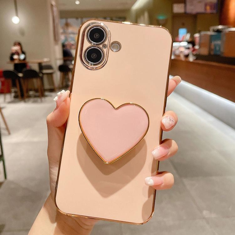 غطاء هاتف TPU مع حامل قلب محبب مطلي بالكهرباء، لأيفون 17e / 16e، لأيفون 17 برو ماكس، لأيفون 17 برو، لأيفون 17، لأيفون إير، لأيفون 16 برو ماكس، لأيفون 16 برو، لأيفون 16 بلس