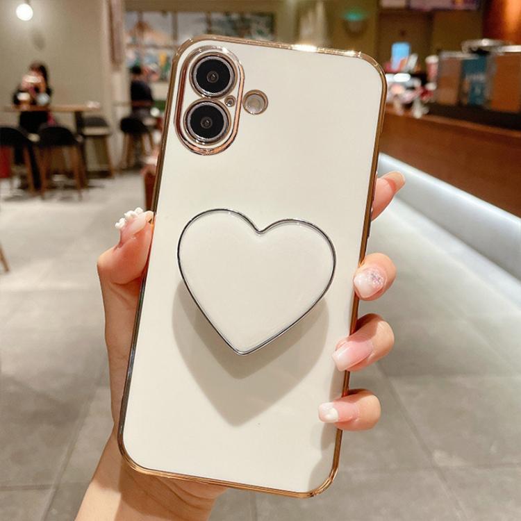 غطاء هاتف TPU مع حامل قلب محبب مطلي بالكهرباء، لأيفون 17e / 16e، لأيفون 17 برو ماكس، لأيفون 17 برو، لأيفون 17، لأيفون إير، لأيفون 16 برو ماكس، لأيفون 16 برو، لأيفون 16 بلس