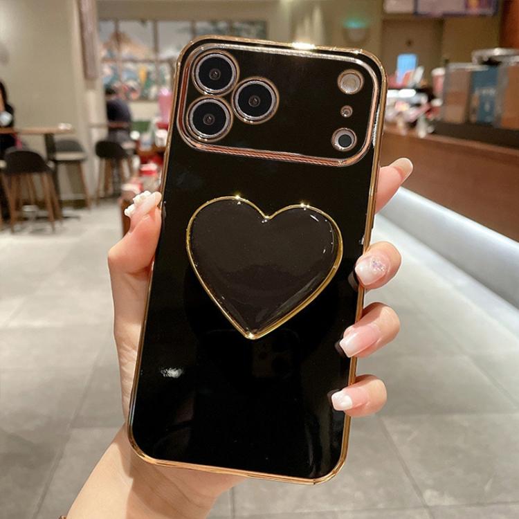 غطاء هاتف TPU مع حامل قلب محبب مطلي بالكهرباء، لأيفون 17e / 16e، لأيفون 17 برو ماكس، لأيفون 17 برو، لأيفون 17، لأيفون إير، لأيفون 16 برو ماكس، لأيفون 16 برو، لأيفون 16 بلس