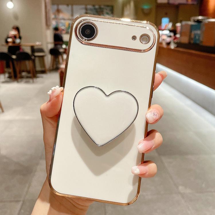 غطاء هاتف TPU مع حامل قلب محبب مطلي بالكهرباء، لأيفون 17e / 16e، لأيفون 17 برو ماكس، لأيفون 17 برو، لأيفون 17، لأيفون إير، لأيفون 16 برو ماكس، لأيفون 16 برو، لأيفون 16 بلس