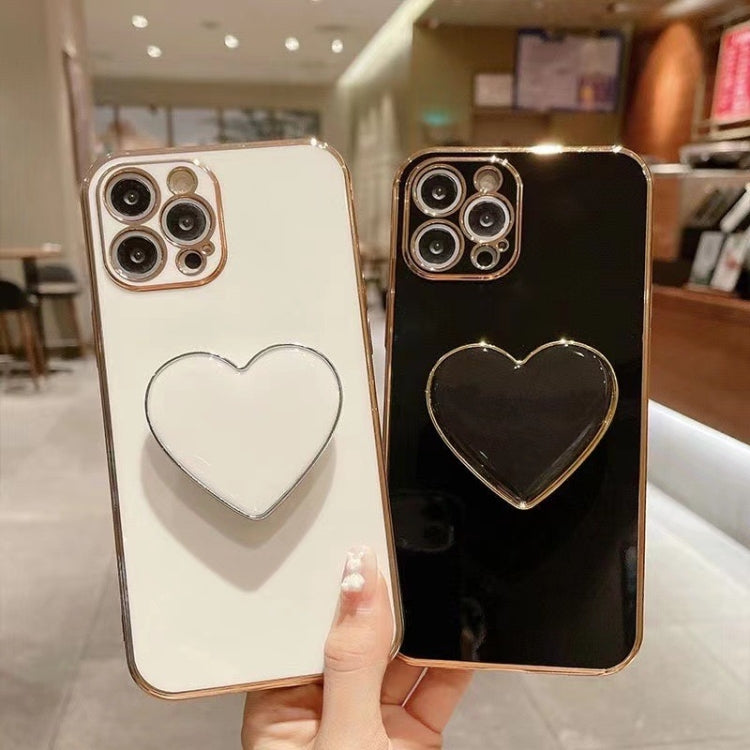 غطاء هاتف TPU مع حامل قلب محبب مطلي بالكهرباء، لأيفون 17e / 16e، لأيفون 17 برو ماكس، لأيفون 17 برو، لأيفون 17، لأيفون إير، لأيفون 16 برو ماكس، لأيفون 16 برو، لأيفون 16 بلس