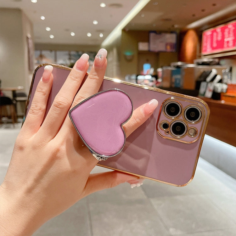 غطاء هاتف TPU مع حامل قلب محبب مطلي بالكهرباء، لأيفون 17e / 16e، لأيفون 17 برو ماكس، لأيفون 17 برو، لأيفون 17، لأيفون إير، لأيفون 16 برو ماكس، لأيفون 16 برو، لأيفون 16 بلس