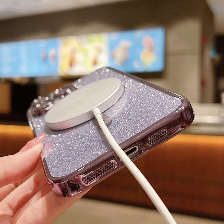 غطاء هاتف TPU مطلي بالكهرباء مع بريق وماجسيف، لأيفون 7 بلس / 8 بلس