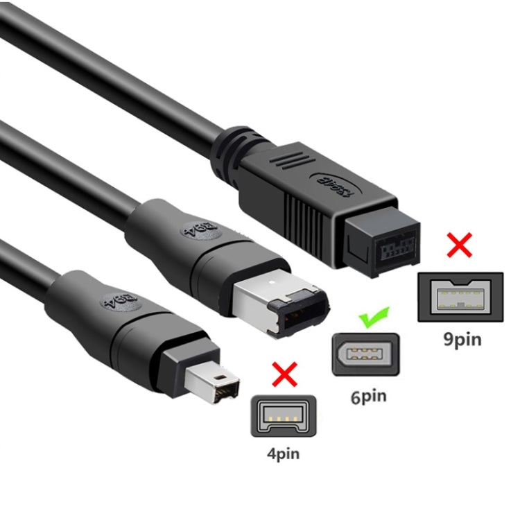 كابل محول JUNSUNMAY Firewire IEEE 1394 6 دبابيس ذكر إلى USB 2.0 ذكر، 1.8 متر، 3 متر، 4.5 متر