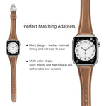 سوار ساعة من الجلد العادي مع إبزيم فراشة، لساعات Apple Watch SE 2022 40mm، وApple Watch SE 2022 44mm، وApple Watch Series 7 41mm، وApple Watch Series 7 45mm