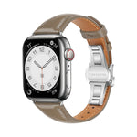سوار ساعة من الجلد العادي مع إبزيم فراشة، لساعات Apple Watch SE 2022 40mm، وApple Watch SE 2022 44mm، وApple Watch Series 7 41mm، وApple Watch Series 7 45mm