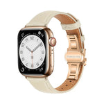 سوار ساعة جلدي بسيط بمشبك فراشة، لسلسلة Apple Watch 4 مقاس 44مم، لسلسلة Apple Watch 4 مقاس 40مم، لسلسلة Apple Watch 3 مقاس 38مم، لسلسلة Apple Watch 3 مقاس 42مم