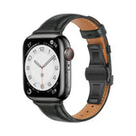 سوار ساعة جلدي بسيط بمشبك فراشة، لسلسلة Apple Watch 4 مقاس 44مم، لسلسلة Apple Watch 4 مقاس 40مم، لسلسلة Apple Watch 3 مقاس 38مم، لسلسلة Apple Watch 3 مقاس 42مم
