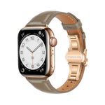 سوار ساعة جلدي بسيط بمشبك فراشة، لسلسلة Apple Watch 4 مقاس 44مم، لسلسلة Apple Watch 4 مقاس 40مم، لسلسلة Apple Watch 3 مقاس 38مم، لسلسلة Apple Watch 3 مقاس 42مم