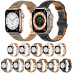 سوار ساعة من الجلد العادي مع إبزيم فراشة، لساعات Apple Watch SE 2022 40mm، وApple Watch SE 2022 44mm، وApple Watch Series 7 41mm، وApple Watch Series 7 45mm