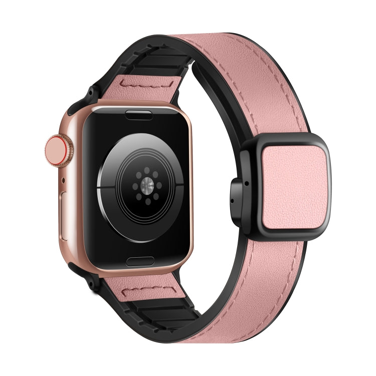 سوار ساعة من السيليكون PU بمشبك مربع مغناطيسي قابل للطي، لسلسلة Apple Watch 4 مقاس 44مم، لسلسلة Apple Watch 4 مقاس 40مم، لسلسلة Apple Watch 3 مقاس 38مم، لسلسلة Apple Watch 3 مقاس 42مم