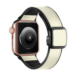 سوار ساعة من السيليكون PU بمشبك مربع مغناطيسي قابل للطي، لسلسلة Apple Watch 4 مقاس 44مم، لسلسلة Apple Watch 4 مقاس 40مم، لسلسلة Apple Watch 3 مقاس 38مم، لسلسلة Apple Watch 3 مقاس 42مم