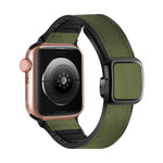 سوار ساعة من السيليكون PU بمشبك مربع مغناطيسي قابل للطي، لسلسلة Apple Watch 4 مقاس 44مم، لسلسلة Apple Watch 4 مقاس 40مم، لسلسلة Apple Watch 3 مقاس 38مم، لسلسلة Apple Watch 3 مقاس 42مم