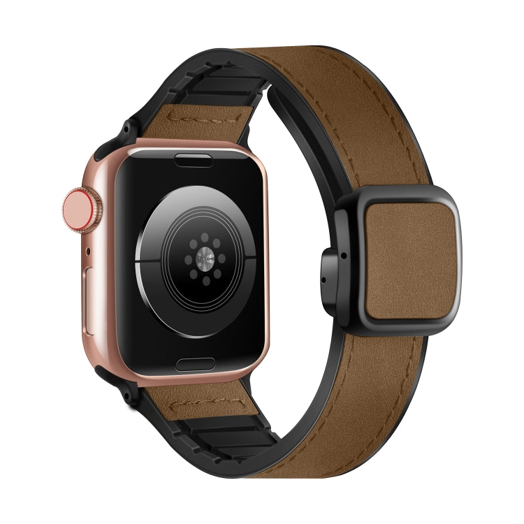 سوار ساعة من السيليكون PU بمشبك مربع مغناطيسي قابل للطي، لسلسلة Apple Watch 4 مقاس 44مم، لسلسلة Apple Watch 4 مقاس 40مم، لسلسلة Apple Watch 3 مقاس 38مم، لسلسلة Apple Watch 3 مقاس 42مم
