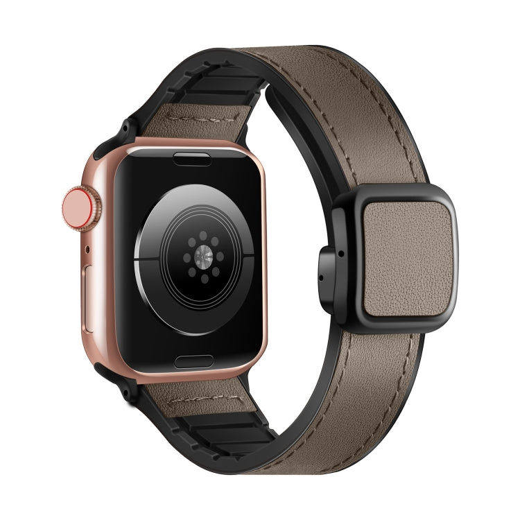 سوار ساعة من السيليكون PU بمشبك مربع مغناطيسي قابل للطي، لسلسلة Apple Watch 4 مقاس 44مم، لسلسلة Apple Watch 4 مقاس 40مم، لسلسلة Apple Watch 3 مقاس 38مم، لسلسلة Apple Watch 3 مقاس 42مم