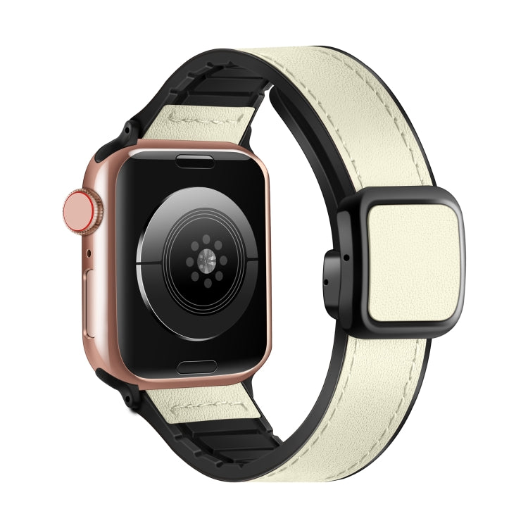 سوار ساعة من السيليكون PU بمشبك مربع مغناطيسي قابل للطي، لسلسلة Apple Watch 4 مقاس 44مم، لسلسلة Apple Watch 4 مقاس 40مم، لسلسلة Apple Watch 3 مقاس 38مم، لسلسلة Apple Watch 3 مقاس 42مم