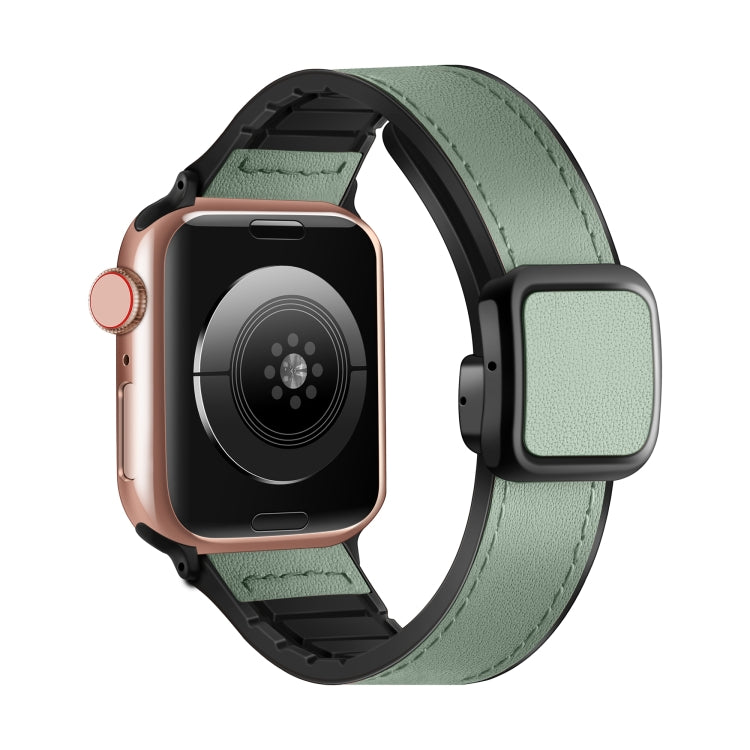 سوار ساعة من السيليكون PU بمشبك مربع مغناطيسي قابل للطي، لسلسلة Apple Watch 4 مقاس 44مم، لسلسلة Apple Watch 4 مقاس 40مم، لسلسلة Apple Watch 3 مقاس 38مم، لسلسلة Apple Watch 3 مقاس 42مم