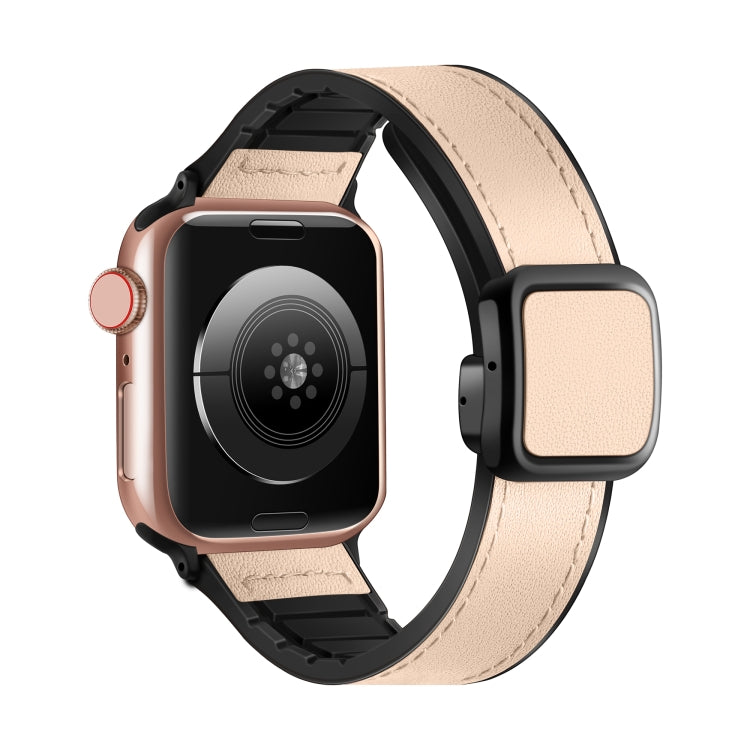 سوار ساعة من السيليكون PU بمشبك مربع مغناطيسي قابل للطي، لسلسلة Apple Watch 4 مقاس 44مم، لسلسلة Apple Watch 4 مقاس 40مم، لسلسلة Apple Watch 3 مقاس 38مم، لسلسلة Apple Watch 3 مقاس 42مم
