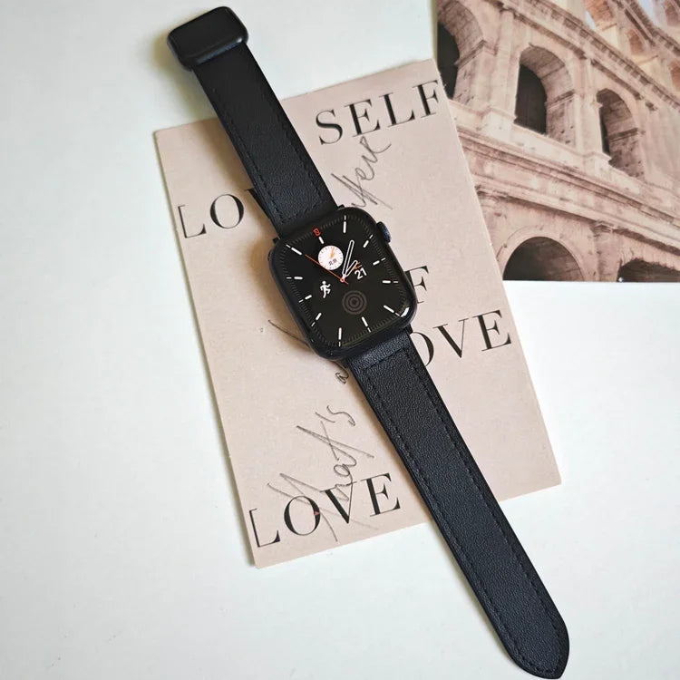 سوار ساعة من السيليكون PU بمشبك مربع مغناطيسي قابل للطي، لسلسلة Apple Watch 4 مقاس 44مم، لسلسلة Apple Watch 4 مقاس 40مم، لسلسلة Apple Watch 3 مقاس 38مم، لسلسلة Apple Watch 3 مقاس 42مم
