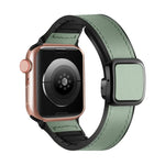 سوار ساعة من السيليكون PU بمشبك مربع مغناطيسي قابل للطي، لسلسلة Apple Watch 4 مقاس 44مم، لسلسلة Apple Watch 4 مقاس 40مم، لسلسلة Apple Watch 3 مقاس 38مم، لسلسلة Apple Watch 3 مقاس 42مم