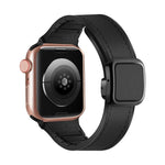 سوار ساعة من السيليكون PU بمشبك مربع مغناطيسي قابل للطي، لسلسلة Apple Watch 4 مقاس 44مم، لسلسلة Apple Watch 4 مقاس 40مم، لسلسلة Apple Watch 3 مقاس 38مم، لسلسلة Apple Watch 3 مقاس 42مم