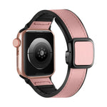 سوار ساعة من السيليكون PU بمشبك مربع مغناطيسي قابل للطي، لسلسلة Apple Watch 4 مقاس 44مم، لسلسلة Apple Watch 4 مقاس 40مم، لسلسلة Apple Watch 3 مقاس 38مم، لسلسلة Apple Watch 3 مقاس 42مم