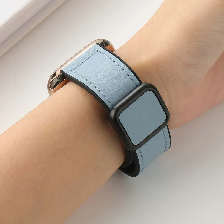 سوار ساعة من السيليكون PU بمشبك مربع مغناطيسي قابل للطي، لسلسلة Apple Watch 4 مقاس 44مم، لسلسلة Apple Watch 4 مقاس 40مم، لسلسلة Apple Watch 3 مقاس 38مم، لسلسلة Apple Watch 3 مقاس 42مم