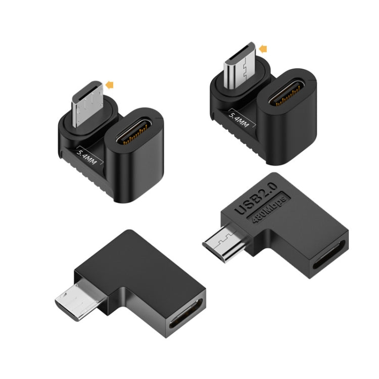 محول من Type-C أنثى إلى Micro USB ذكر لنقل البيانات والشحن، Type-C أنثى إلى Micro ذكر بشكل U من الخلف، Type-C أنثى إلى Micro ذكر بشكل U من الأمام، Type-C أنثى إلى Micro ذكر بانحناء يمين، Type-C أنثى إلى Micro ذكر بانحناء يسار
