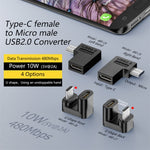 محول من Type-C أنثى إلى Micro USB ذكر لنقل البيانات والشحن، Type-C أنثى إلى Micro ذكر بشكل U من الخلف، Type-C أنثى إلى Micro ذكر بشكل U من الأمام، Type-C أنثى إلى Micro ذكر بانحناء يمين، Type-C أنثى إلى Micro ذكر بانحناء يسار