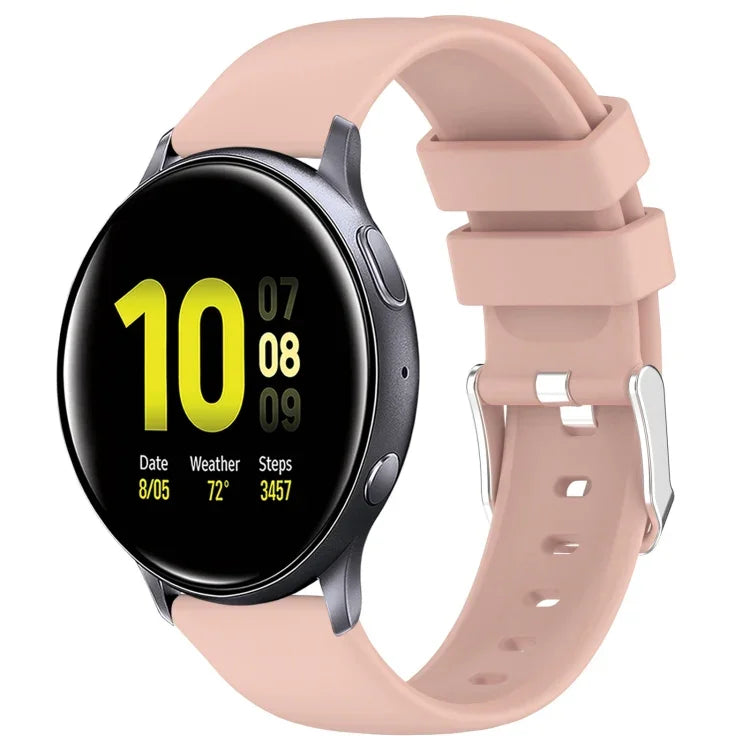 سوار ساعة سيليكون ناعم بلون صلب 20مم، لسامسونج Galaxy Watch 4 Classic بقياس 42مم، لسامسونج Galaxy Watch Active 2 بقياس 44مم، لسامسونج Galaxy Watch Active 2 بقياس 40مم، لسامسونج Galaxy Watch بقياس 42مم