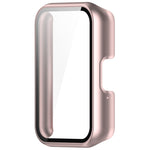 For Samsung Galaxy Fit 3 SM-R390 PC + Tempered Glass Film Integrated Watch Protective Case, Pink, Silver, Midnight Blue, Green, Black, Sakura Pink, Ink Blue, Pine Green, Ivory White, Transparent, Bright Black