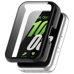 For Samsung Galaxy Fit 3 SM-R390 PC + Tempered Glass Film Integrated Watch Protective Case, Pink, Silver, Midnight Blue, Green, Black, Sakura Pink, Ink Blue, Pine Green, Ivory White, Transparent, Bright Black