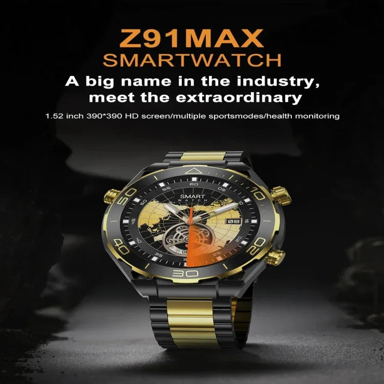 ساعة ذكية Z91 Pro Max بشاشة ملونة 1.52 بوصة، تدعم مكالمات البلوتوث / معدل ضربات القلب / ضغط الدم / مراقبة أكسجين الدم