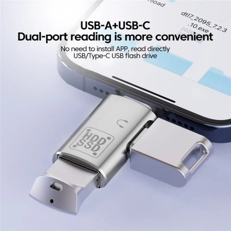 محول OTG JS-109 من USB-C / Type-C إلى Type-C + USB 3.0 لسماعة رأس رقمية وقرص U، من Type-C إلى Type-C + USB