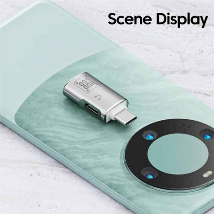 محول OTG JS-109 من USB-C / Type-C إلى Type-C + USB 3.0 لسماعة رأس رقمية وقرص U، من Type-C إلى Type-C + USB