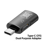 محول OTG JS-109 من USB-C / Type-C إلى Type-C + USB 3.0 لسماعة رأس رقمية وقرص U، من Type-C إلى Type-C + USB