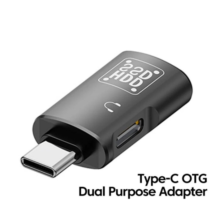 محول OTG JS-109 من USB-C / Type-C إلى Type-C + USB 3.0 لسماعة رأس رقمية وقرص U، من Type-C إلى Type-C + USB