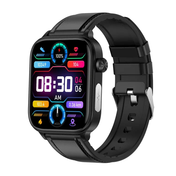 ET570 1.96 inch Color Screen Smart Watch Leather Strap, Support Bluetooth Call / ECG