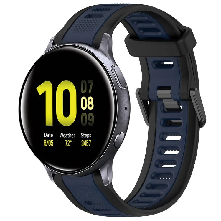 20mm Two Color Textured Silicone Watch Band, For Samsung  Galaxy Watch 4 Classic 42mm, For Samsung Galaxy Watch Active 2 44mm, For Samsung Galaxy Watch Active 2 40mm, For Samsung Galaxy Watch 42mm
